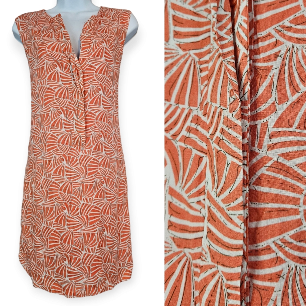 Esley orange & white print mini shift dress Womens Small - Picture 1 of 5